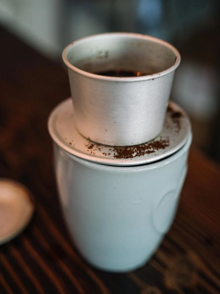 A Diaspora Coffee Co. pour-over being prepared at the Cha Can Ting counter