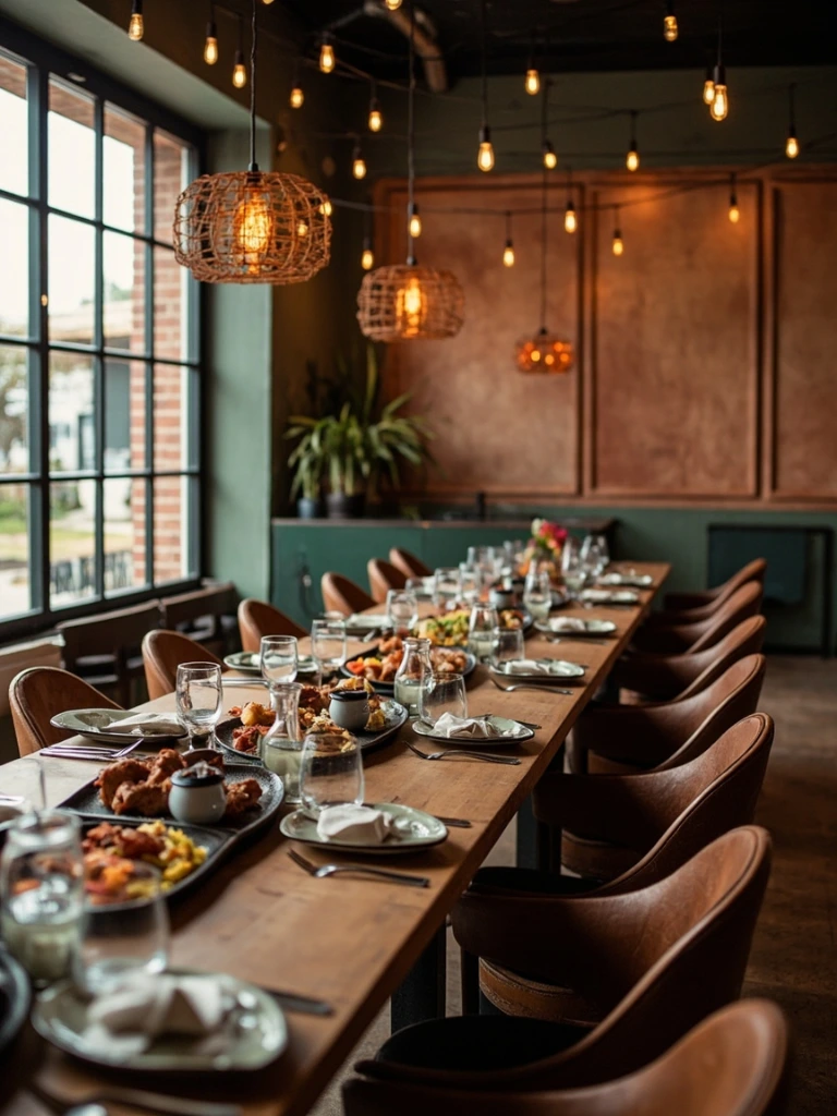 The Rainey Room at the Austin flagship with family-style table